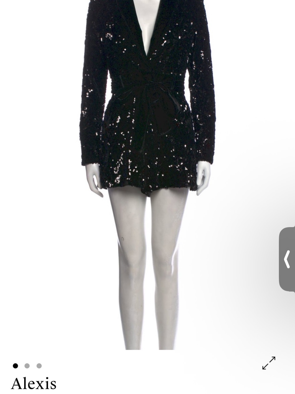 Alexis Black Sequin Wrap Mini Romper